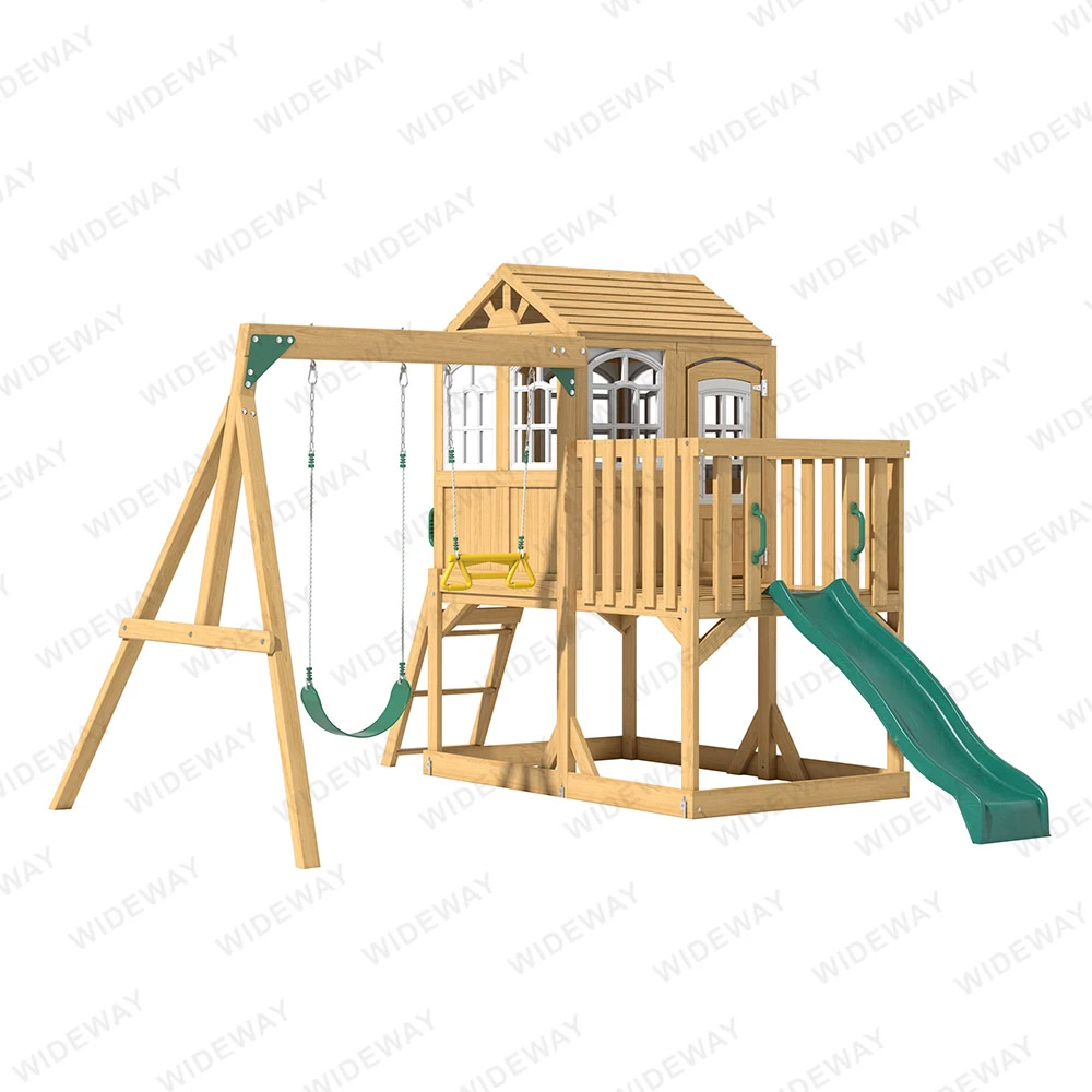 Houten kinderen buiten speelhuizen